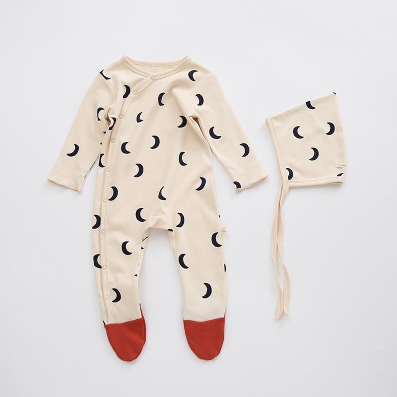 Barboteuse en coton à manches longues pour bébé fille et garçon, vêtements de printemps, combinaison en coton, imprimé, tenues pour enfants