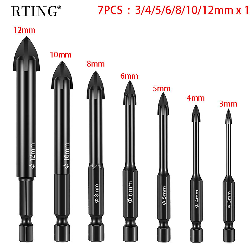 7PCS center drill bit for glass, tile, wood, metal, drilling High Speed Steel Drill Bit Set 3-12mm drilling tool