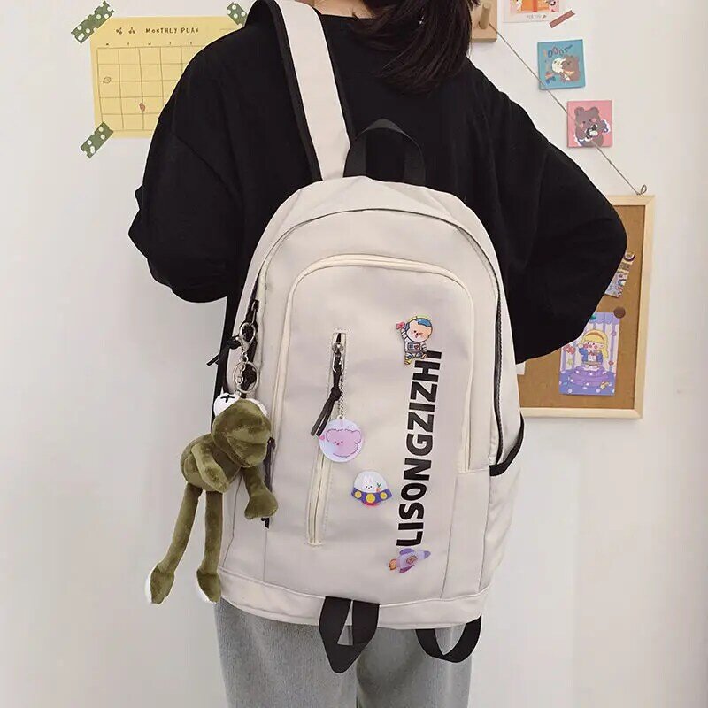 حقيبة فتاة للنساء حقيبة المدرسة النايلون المتوسطة المدرسة الثانوية كلية نمط Bookbags 2021