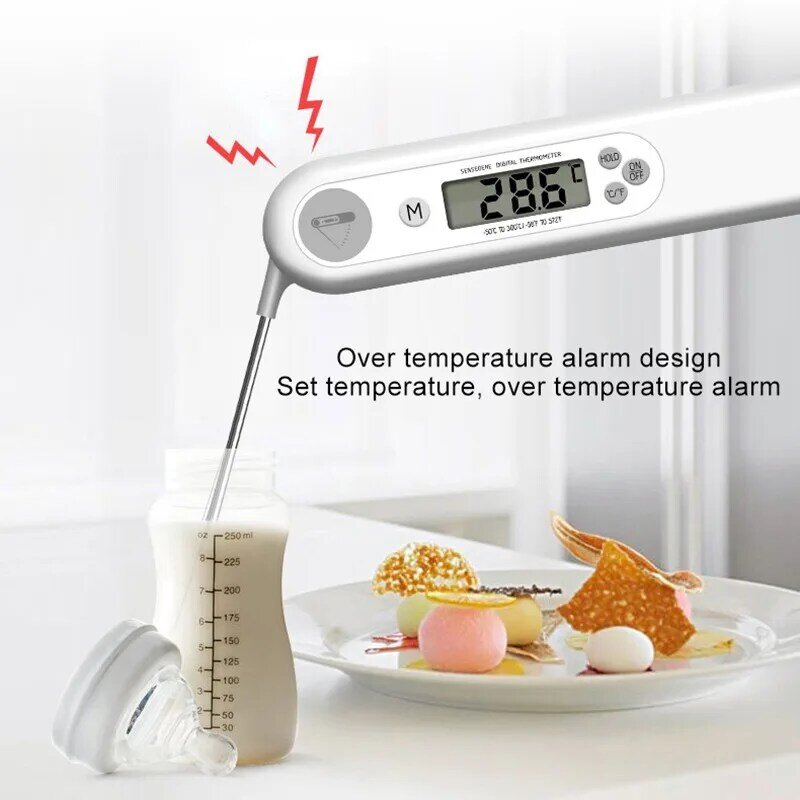Dobrável digital churrasco termômetro forno sonda dobrável carne alimentos cozinha termômetro líquido água óleo cozinhar ferramentas