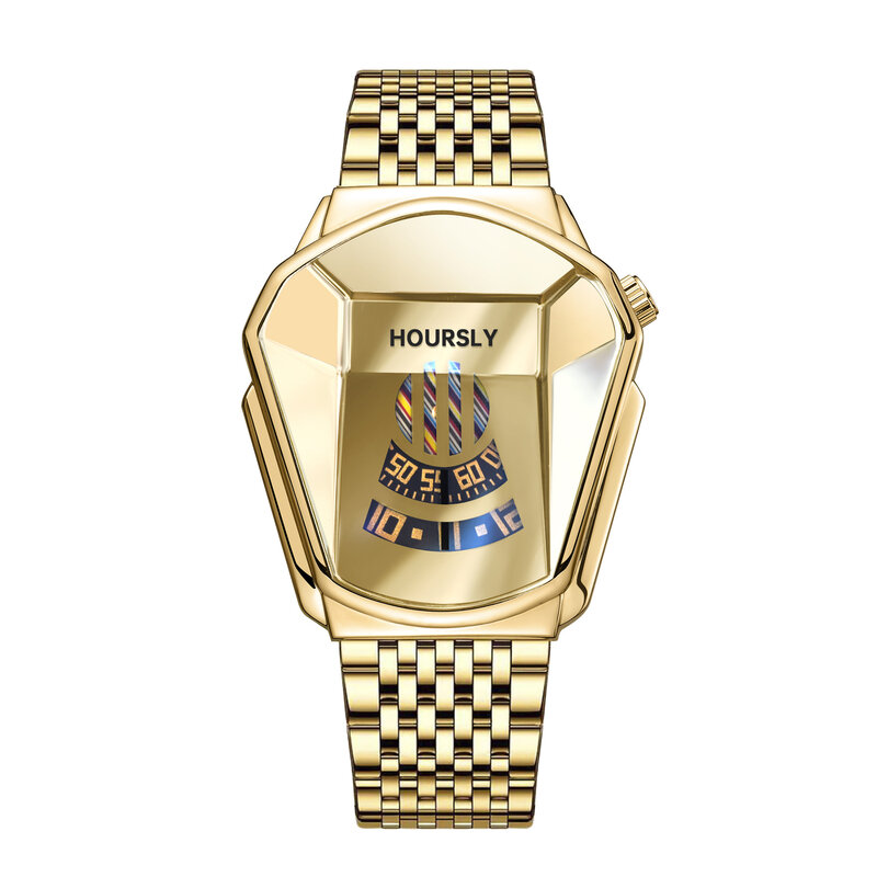 HOURSLY-남성용 스테인레스 스틸 시계, 방수 쿼츠 캐주얼 남성 스포츠 시계 패션