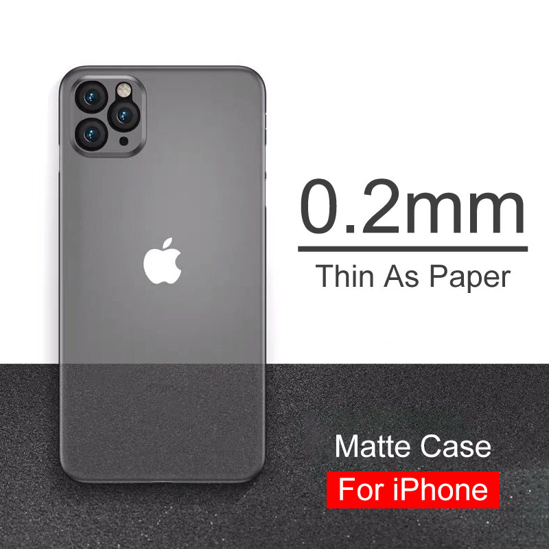 Capa fosca 0.2mm para iphone, capa ultra fina e transparente para iphone se 2020, pro, xs max, x, xr, 8, 7, 6s, 6 plus
