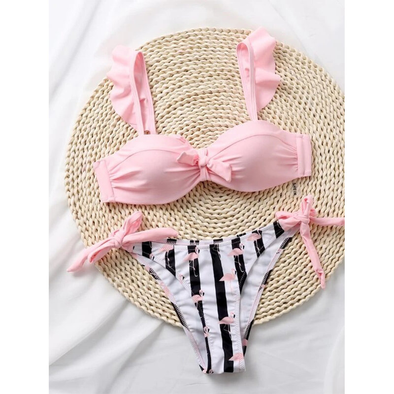 2021 Mới Xù Lông Bikini Đồ Bơi Gợi Cảm Nữ Push-Up Bikini Phù Hợp Với Brasil Đầm Dễ Thương ĐầM Nữ ĐầM Đầm S-XL