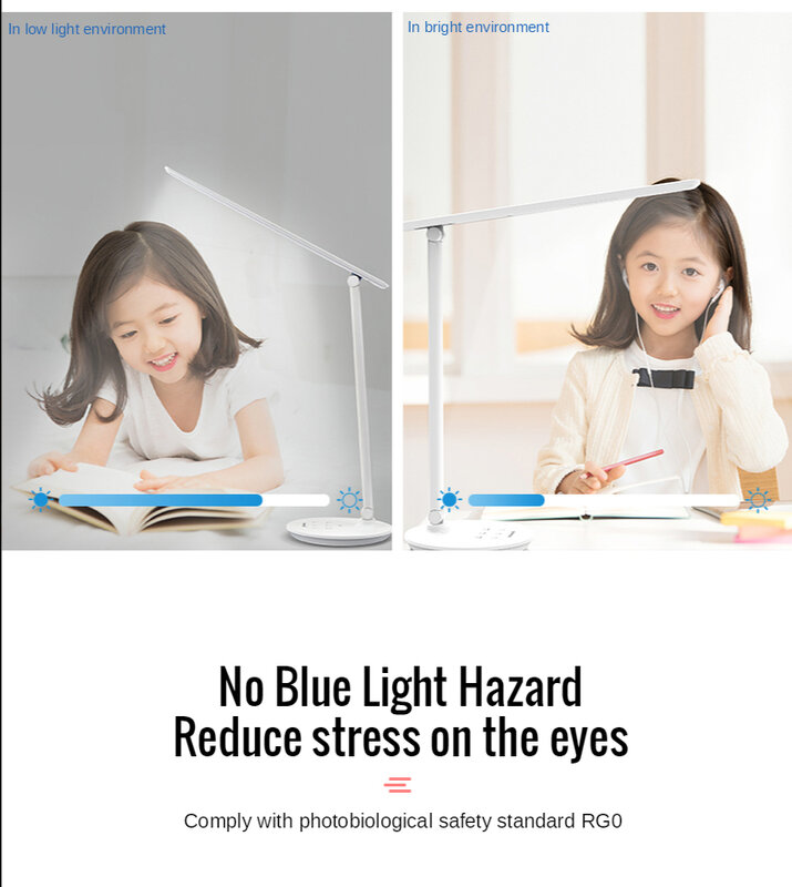 Abajur led panasonic automático regulável interruptor de toque dobrável luz de leitura proteção para os olhos lâmpada de trabalho de estudante
