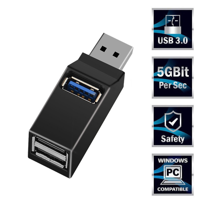 Universal Mini 3 Port USB 3.0 Hub Kecepatan Tinggi Transfer Data Splitter Box Adapter untuk MacBook Pro PC Laptop Multi-port USB Hub