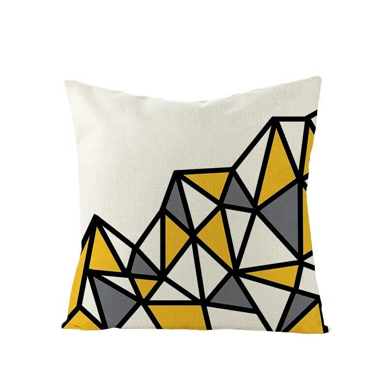 Diamond Wave Cushion Cover Yellow Linen Geometry Sofa Pillow Cases Bedroom Home Decor Car Office Decorative Accessories 45x45cm