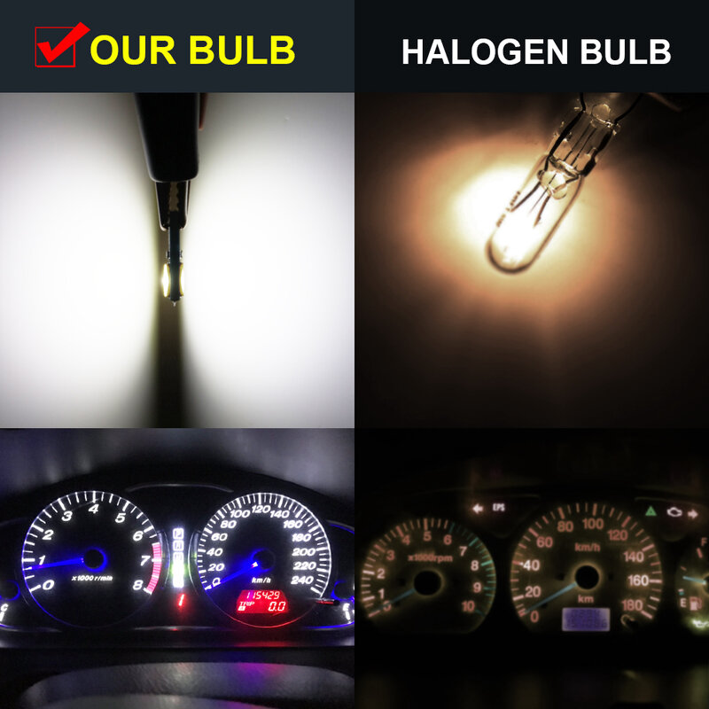 10Pcs W3W T5 Led Canbus W1.2W Super Bright Wedge Dashboard Lamp Car Interior Lights Bulb Auto Warning Indicator Instrument LED