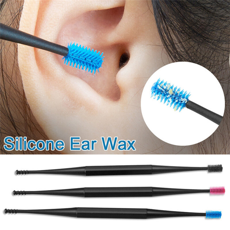 Limpiador de orejas de silicona blanda, herramienta de limpieza de oreja en espiral, diseño en espiral, removedor de curetas, doble punta, 1 ud.