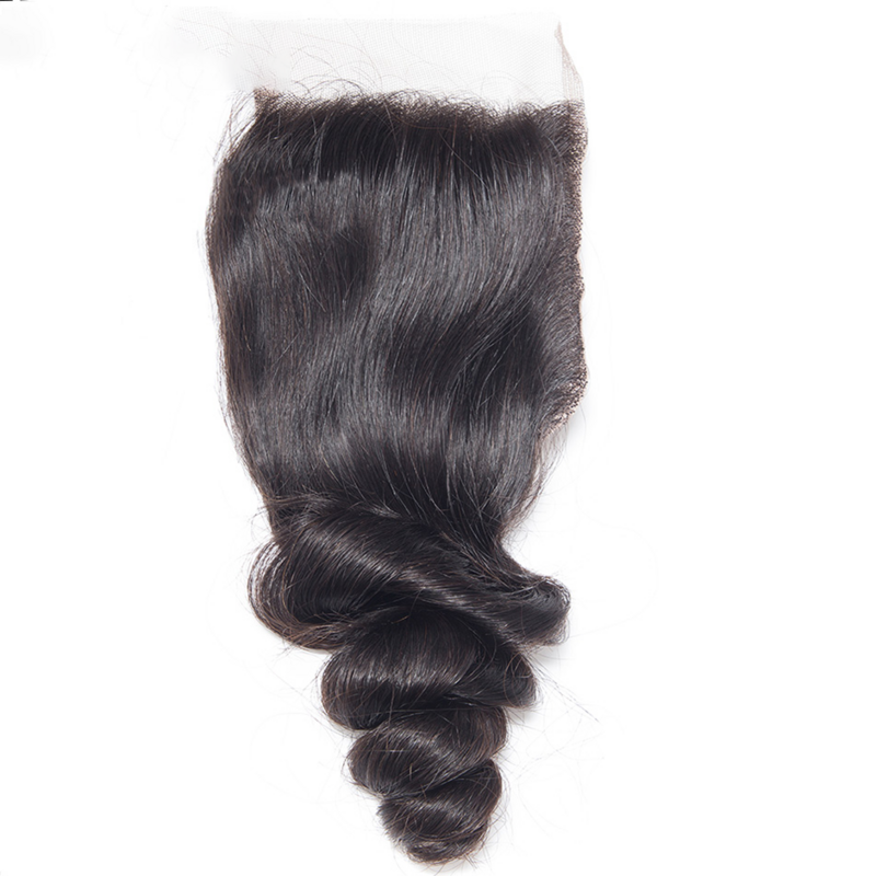 Extensiones de pelo brasileñas con onda de encaje, cabello humano Remy de Color Natural prearrancado con cierre 4x4, pelo Remy