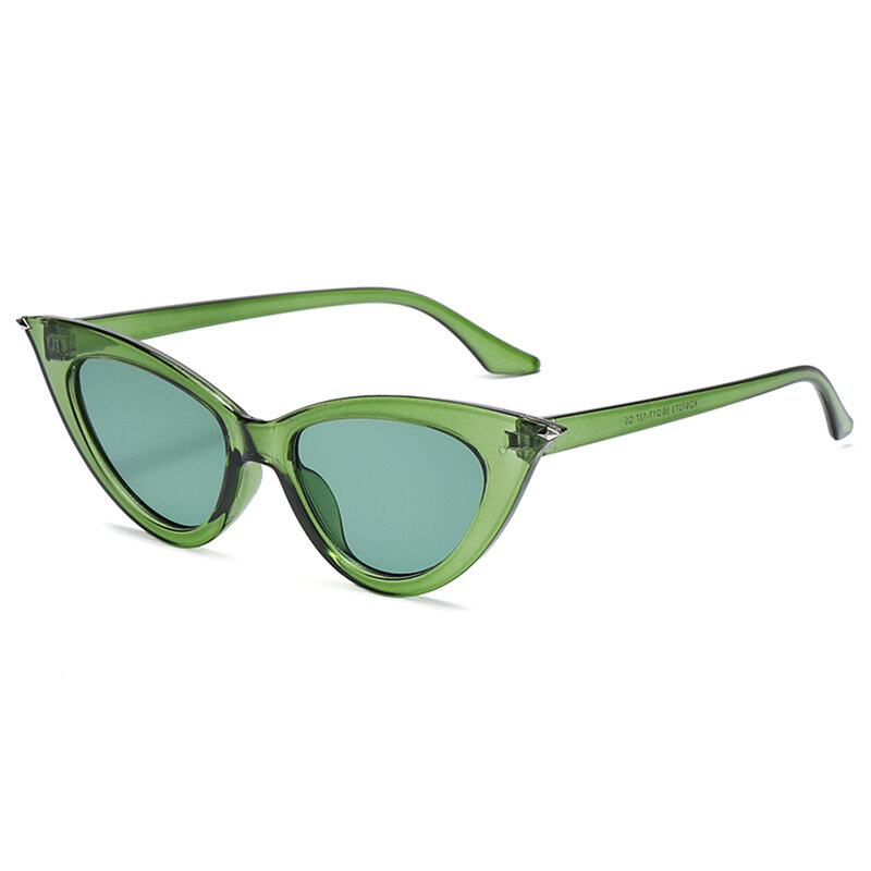 Logam Engsel Besar Mata Kucing Wanita Kacamata Fashion Segitiga Sun Kacamata untuk Wanita Transparan Laut Lensa Kacamata UV400