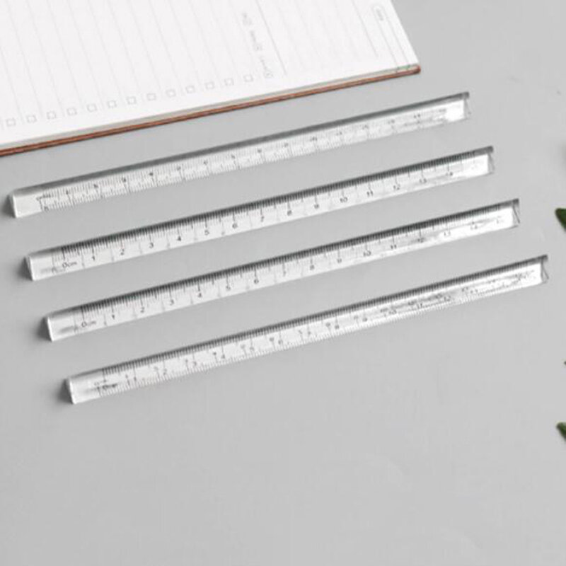 Regla recta transparente de 15cm, regla Triangular Simple de papelería para estudiantes, herramientas de medición de acrílico por ambos lados