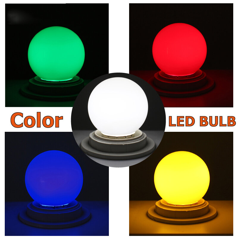 E27 Lampu Led-E27 1W Pe Frosted Led Globe Berwarna Putih/Merah/Hijau/Biru/ylellow Lampu 220V-1PCs (Putih)