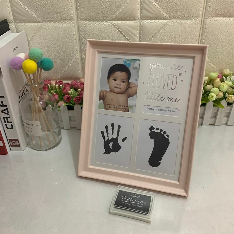 Anyuannew اليد والقدم طباعة الحلي 12 أشهر إطار صور مع الحرفية مختمة ديكور المنزل الطفل الاطفال