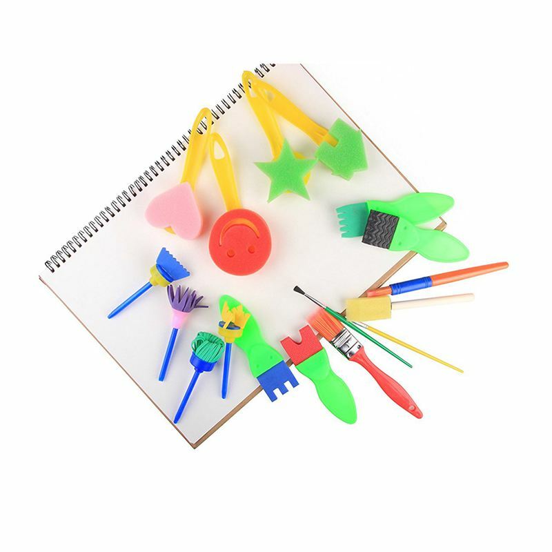Pinceles de esponja para niños, herramientas de dibujo, para aprendizaje temprano, 25 unidades