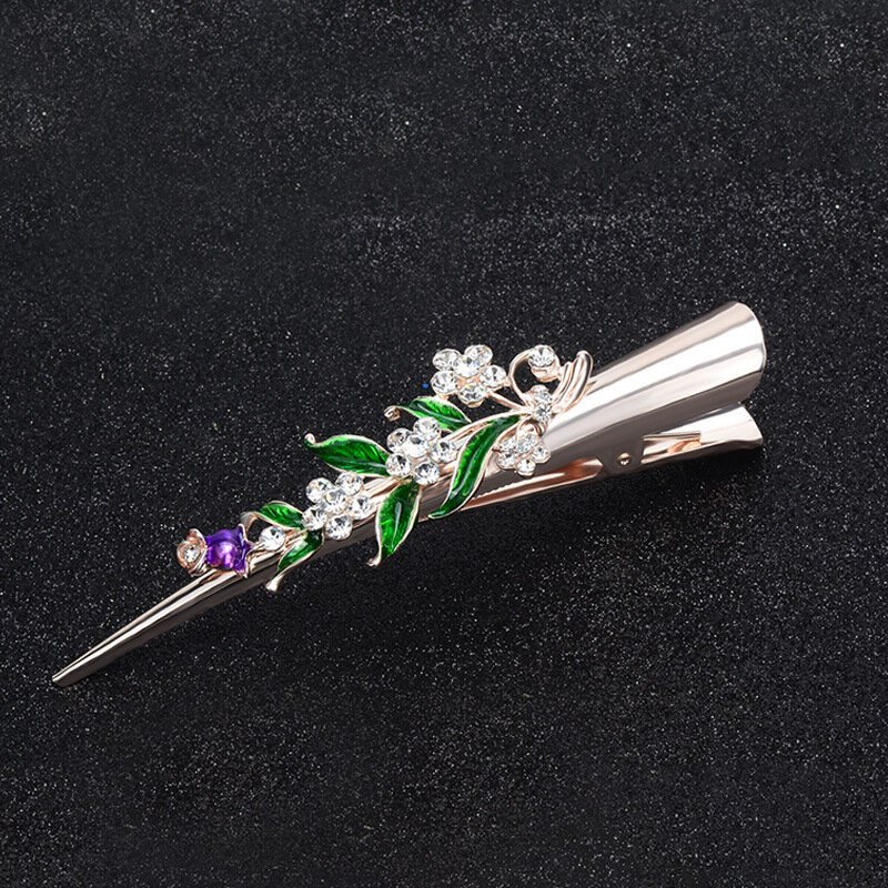 Pinza de aleación con diamantes de imitación para mujer, tocado de flores, horquilla, temperamento adulto, pico de pato, U5, novedad, 2021