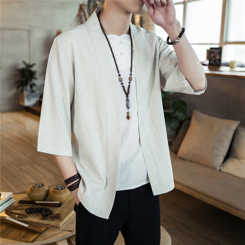 กิโมโนญี่ปุ่นผู้ชายเสื้อ Harajuku สไตล์ญี่ปุ่น Haori Cardigan จีนแบบดั้งเดิมเสื้อหลวมเสื้อ Yukata Coats
