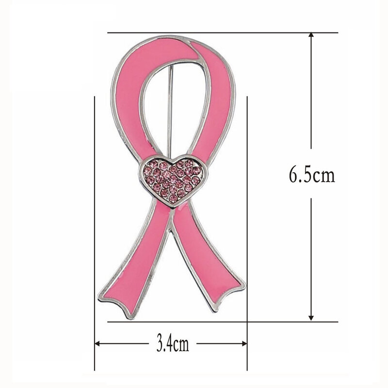 World AIDS Day Promotional Logo Rhinestone Pink Drop Oil Ribbon Brooch