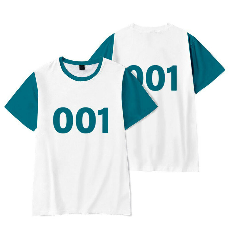 여름 오징어 게임 남자 티셔츠 3D 프린팅 패션 운동 o넥 오버사이즈 티셔츠 캐주얼 올 매치 반팔 탑, 티셔츠 3D 프린팅