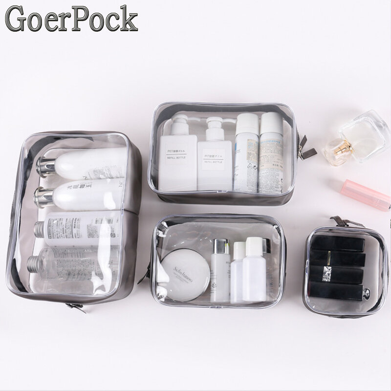 New Travel Transparent PVC Cosmetic Bags Women Zipper Clear Makeup Bags Beauty Make Up Organizer Storage Bath Toiletry Wash Case