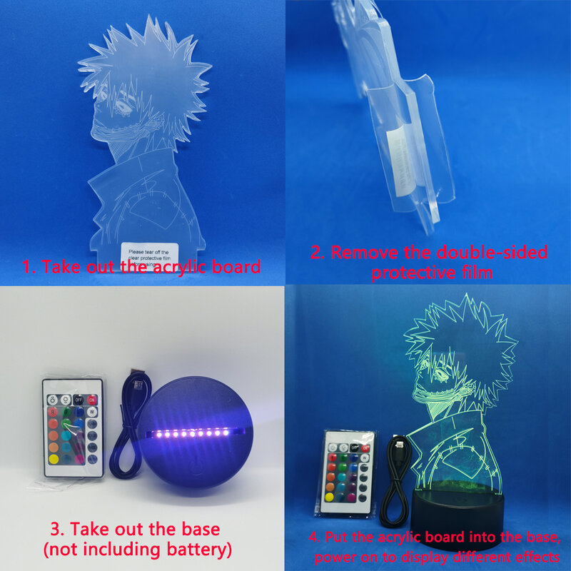 Acrylic 3D Đèn Ngủ Led Anime Tấn Công Titan Đèn Bàn Cá Chuối Cho Trang Trí Phòng Cool Kid Trưởng Thành Quà Tặng gòn Và Killua Hình