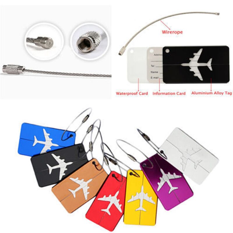 Aluminium Luggage Tag Travel Accessories Baggage Name Tags Suitcase Address Label Holder Organizer For Travel Luggage Strap New