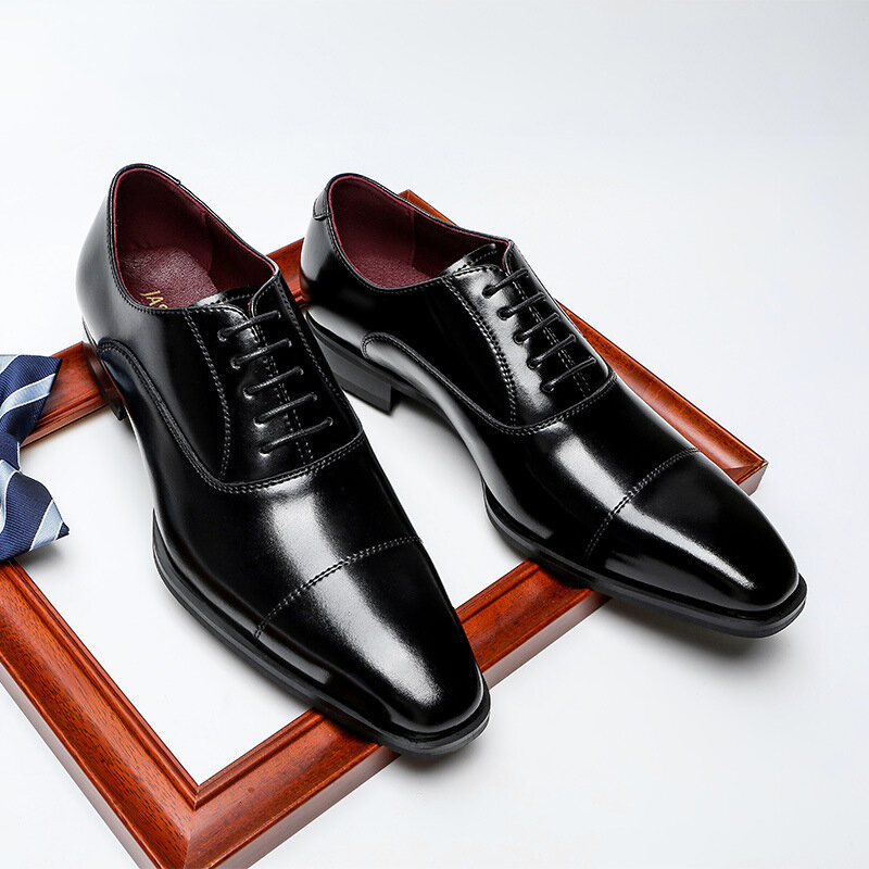 Zapatos Oxford de cuero genuino para hombre, calzado Formal de vestir, de oficina, de diseñador, informal, Original, negro