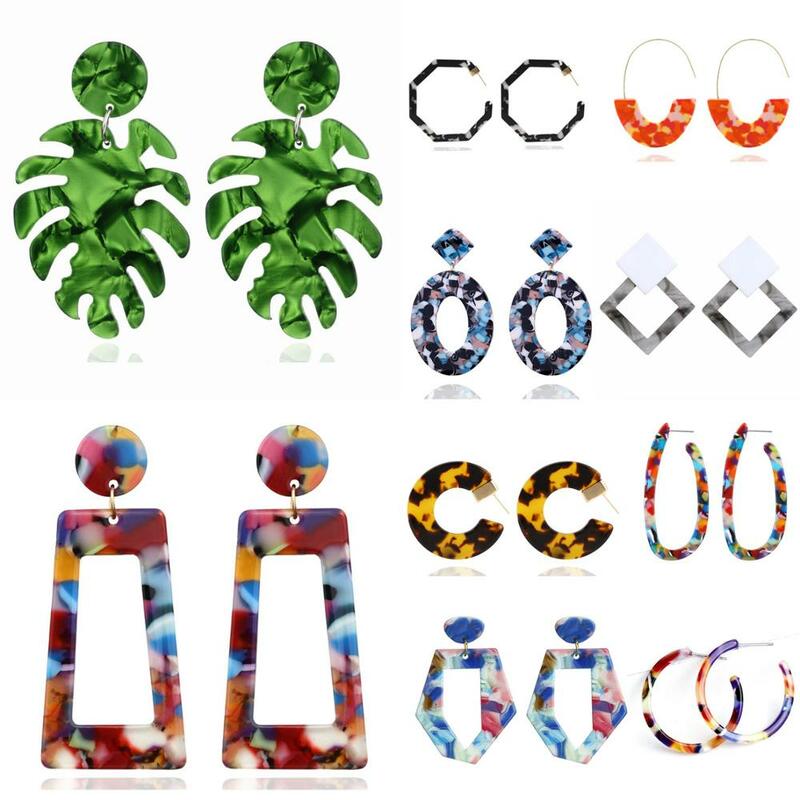 Pendientes de diferentes formas para mujer, joyería femenina con colgantes geométricos llamativos, aretes tipo gota de acrílico en varios colores