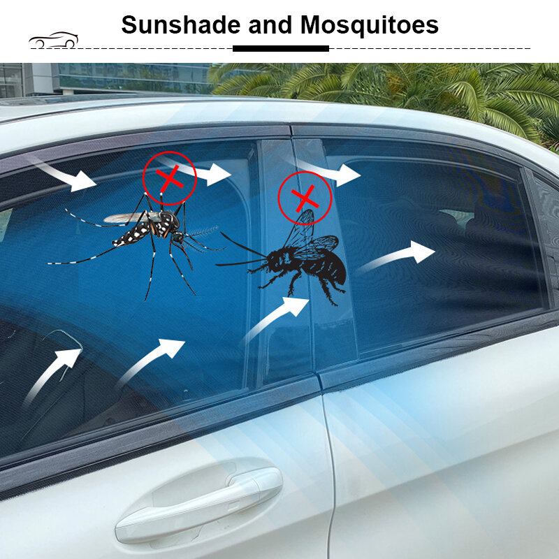 Janela do carro pára-sol malha frente janela lateral traseira sol viseira sombra malha capa isolamento térmico anti-mosquito cobre