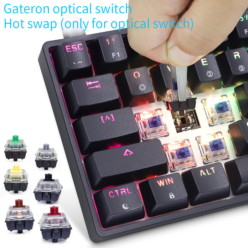 GK61 SK61 61 klawiszy mechaniczna klawiatura USB przewodowa podświetlany diodami LED osi do gier Gateron przełączniki optyczne dla komputerów stacjonarnych Dropship