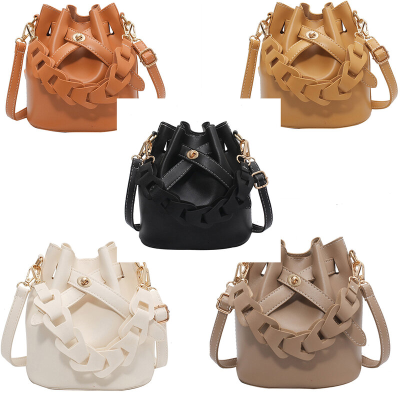 2021 New Crossbody Bag Small Women Shoulder Bag PU Leather Girl Bucket Bag Khaki Trend Female Designer Bag Personality For Daily