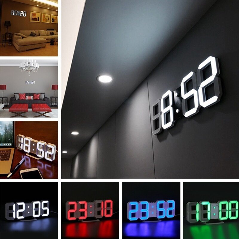 3D mur LED horloge moderne numérique mur Table horloge montre alarme bureau horloge veilleuse horloge murale pour la maison salon
