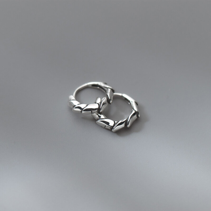 Dreamhonor Real 100% 925 Sterling Silver Geometry Hoop Earrings Women Valentine's Day Gift Banquet Jewelry SMT577