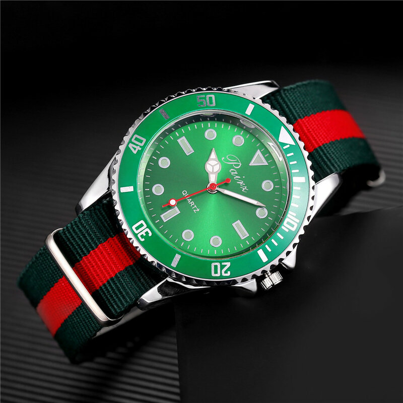 Reloj deportivo para hombre y mujer, pulsera trenzada a rayas de color, de cuarzo, con calendario de correa, rlx