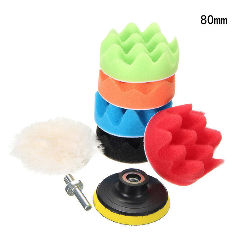 3/5/6/7 Inch 8pcs Wave Sponge Buffing Pad Set Polishing Pad Kit For Car Polisher Pads Wheel Beauty Waxing Set Removes Scratches