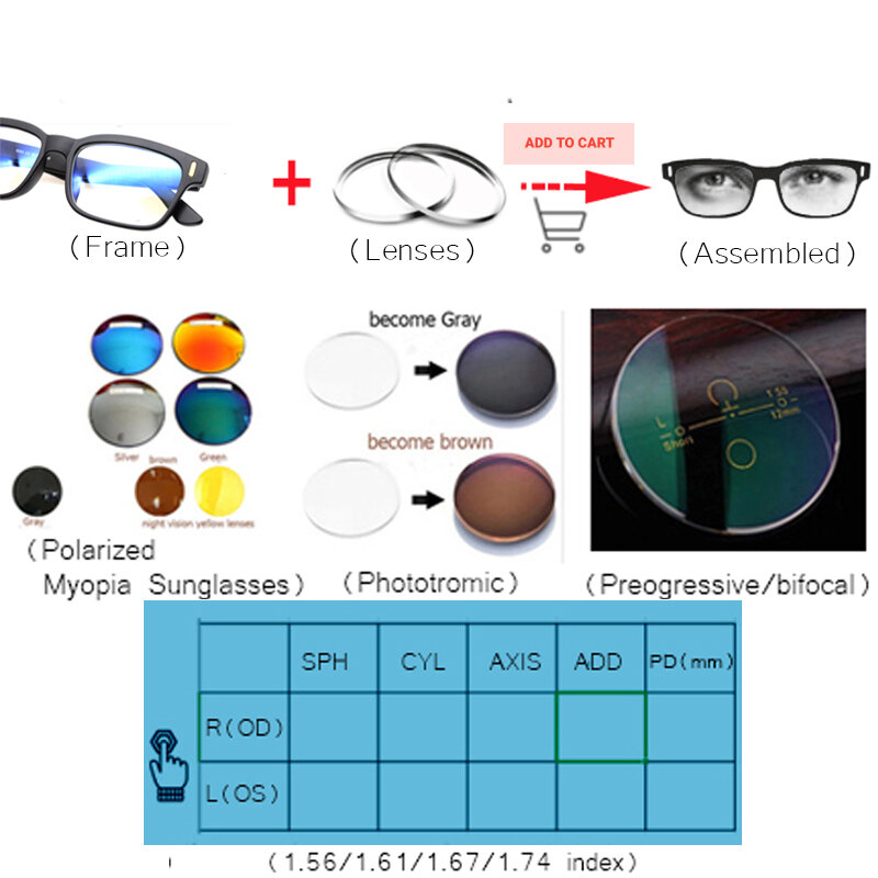IVSTA 5 in 1 Clip On Sunglasses Polarized Magnetic Myopia Glasses Men TR90 Prescription Square Optical Frames Nerd for Sight