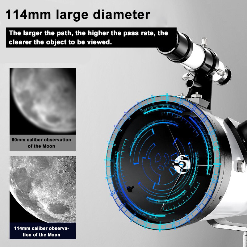 875X 전문 천체 망원경 업그레이드 1.25 인치 접안 렌즈 풀 HD 야외 캠핑을 위한 사진 딥 스페이스, 스타 문 촬영