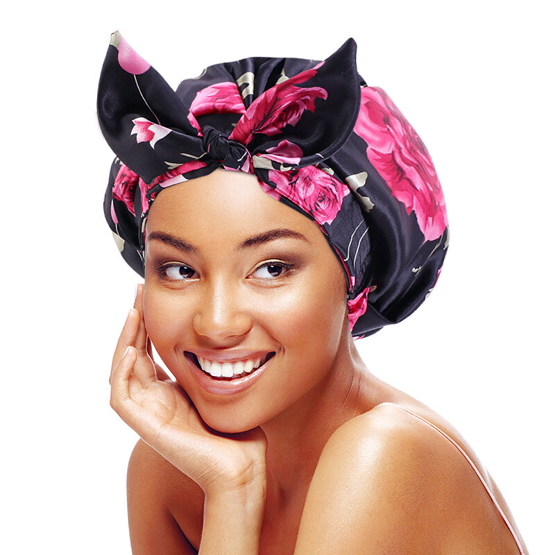 أغطية رأس للاستحمام قابل للتعديل القوس عقدة حمام الشعر قبعات قابلة لإعادة الاستخدام مقاوم للماء عمامة دش قبعة غطاء للاستحمام للنساء فتاة الجمال الشعر سبا