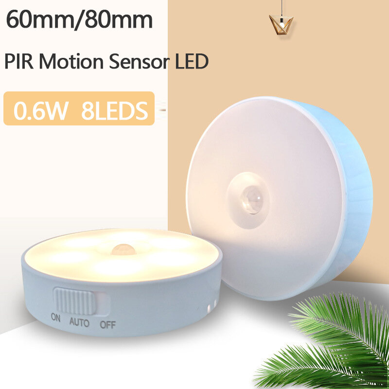 LED Night Light USB Rechargeable Under Cabinet Lights PIR Motion Sensor Auto On/Off for Bedroom Stairs Wardrobe Closet Wall Lamp