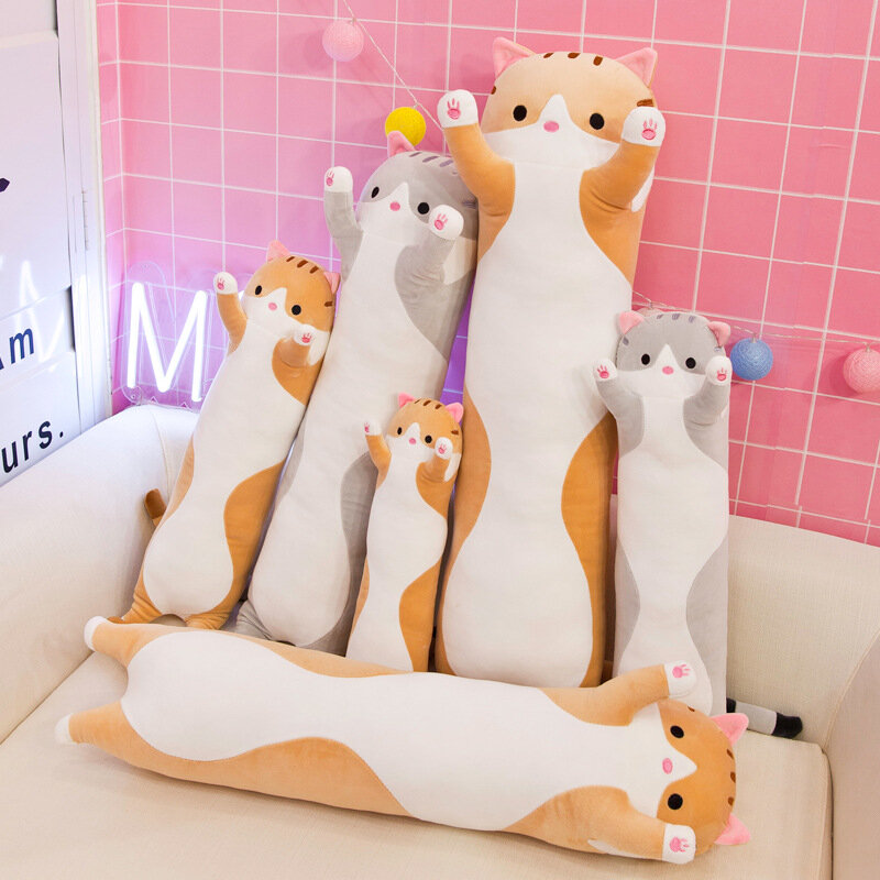 Lembut/Lucu/Mewah/Kucing Panjang/Bantal/Kapas Boneka Mainan Makan Siang Bantal Tidur Hadiah Natal Hadiah Ulang Tahun Anak Perempuan Hadiah untuk Anak Perempuan