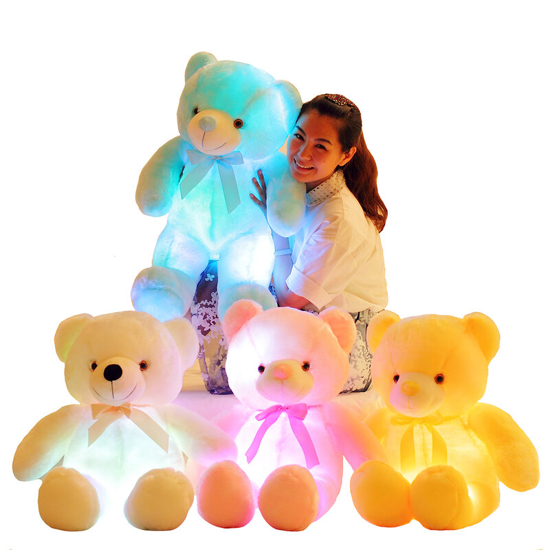 30/50cm luminoso criativo ilumina acima do diodo emissor de luz colorido brilhante urso de pelúcia brinquedo de pelúcia animal de pelúcia presente de natal para o miúdo