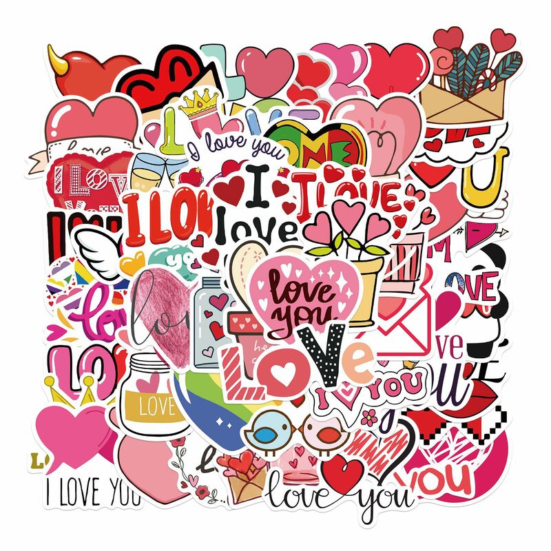 50pcs Vintage Valentine's Day LOVE Stickers For Notebook Laptop