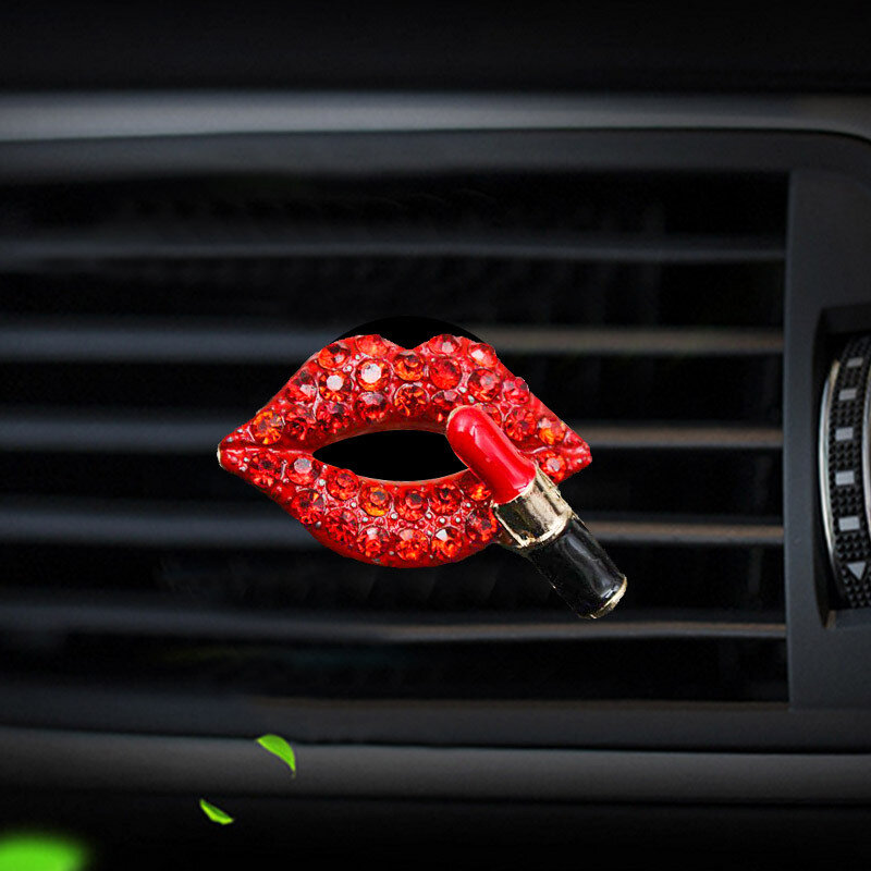 Refrogerador de ar diamante carro-estilo bling lábios sensuais boca saída de ar do carro perfumado perfume clipe difusor aroma presente