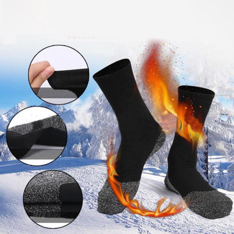1 par de 35 graus de inverno meias aquecidas térmicas de fibras de alumínio espessas super macias únicas meias de conforto final manter o pé quente