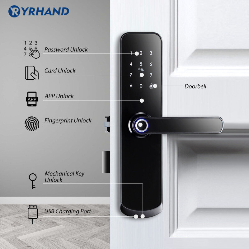 ใหม่ X6กันน้ำ Tuya Smartlife ลายนิ้วมือระบบรักษาความปลอดภัย Wifi สมาร์ทประตูล็อคประตู Bell สำหรับ Home Apartment Hotel