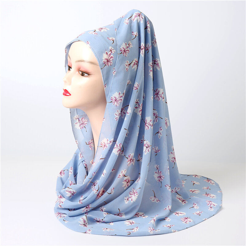 Wholesaler Women Hijab Scarf Floral Print Chiffon Shawls Wraps Foulard Female Muslim Head Scarves Bufanda Ladies Muffler Turban