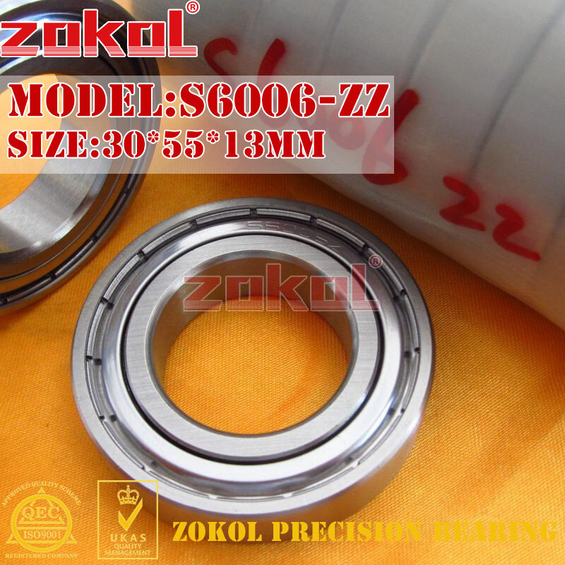 ZOKOL 304/440 Stainless steel bearing S6000 S6001 S6002 S6003 S6004 S6005 S6006 S6007 S6008 ZZ Z deep groove ball bearings