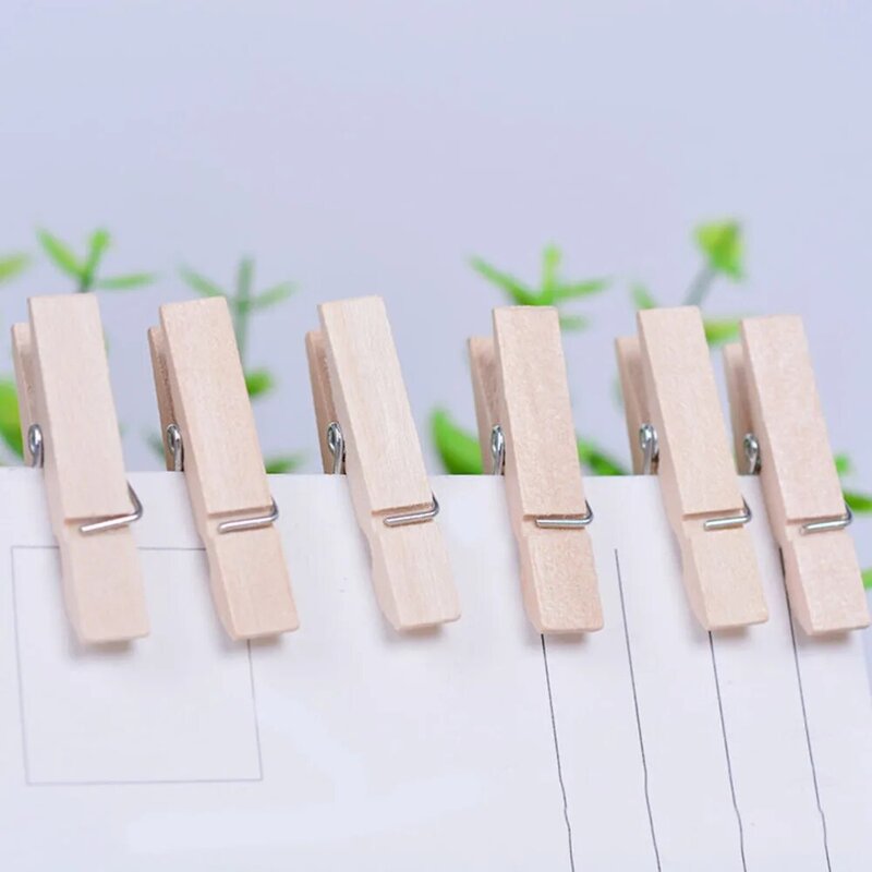 50/100 Pcs   Very Small Mine Size 25mm Mini Natural Wooden Clips For Photo Clips Clothespin Craft Decoration Clips Pegs