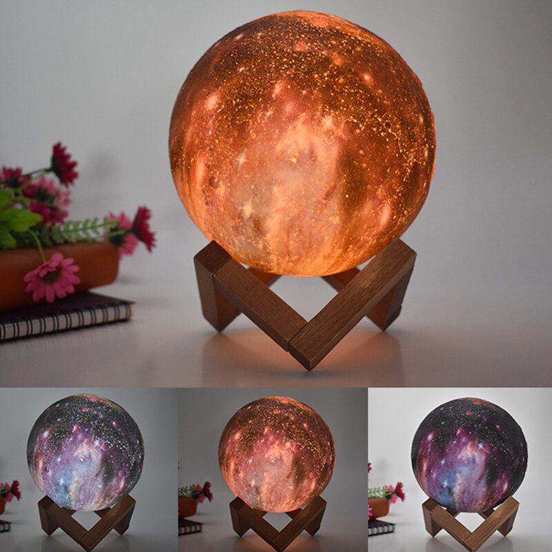 Geschilderd Sterrenhemel Led Nachtlampje Maan Lamp 3D Touch Afstandsbediening Sfeer Creative Gift Ins Galaxy Lampen Indoor Home decor