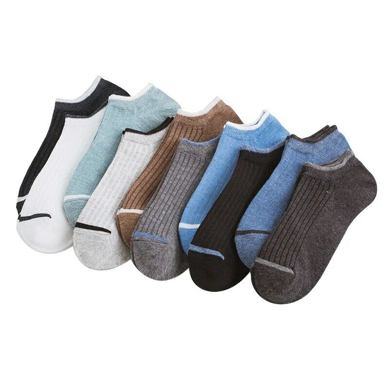 Calcetines tobilleros de algodón peinado para hombre, zapatillas de compresión, transpirables, color blanco y negro, 5 par/lote