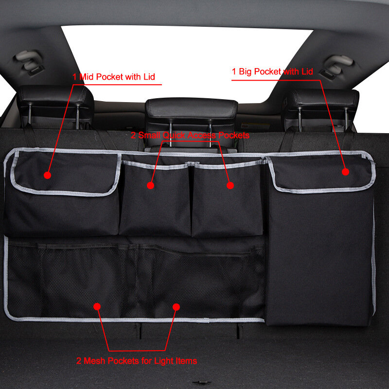 Bolsa de almacenamiento para el asiento trasero del coche, red impermeable para el maletero, organizador, accesorios interiores